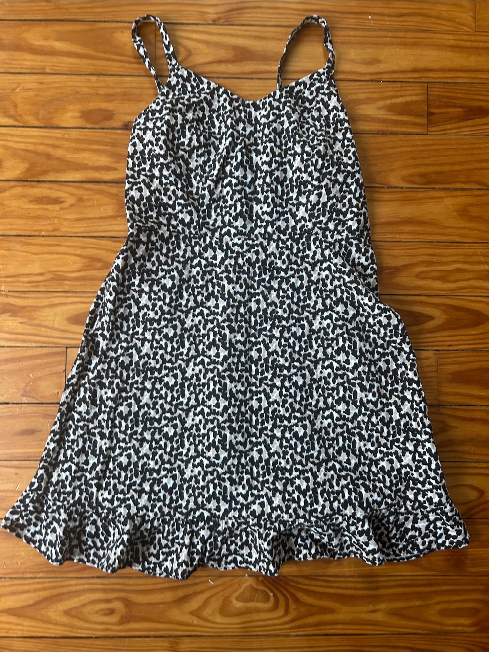Old Navy Black & White Printed Slip Dress with Ruffle Hem